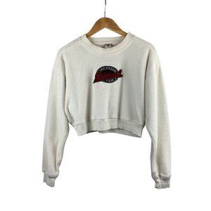 Rare Vintage Levis Womens M Cream Sherpa Cropped Sweatshirt